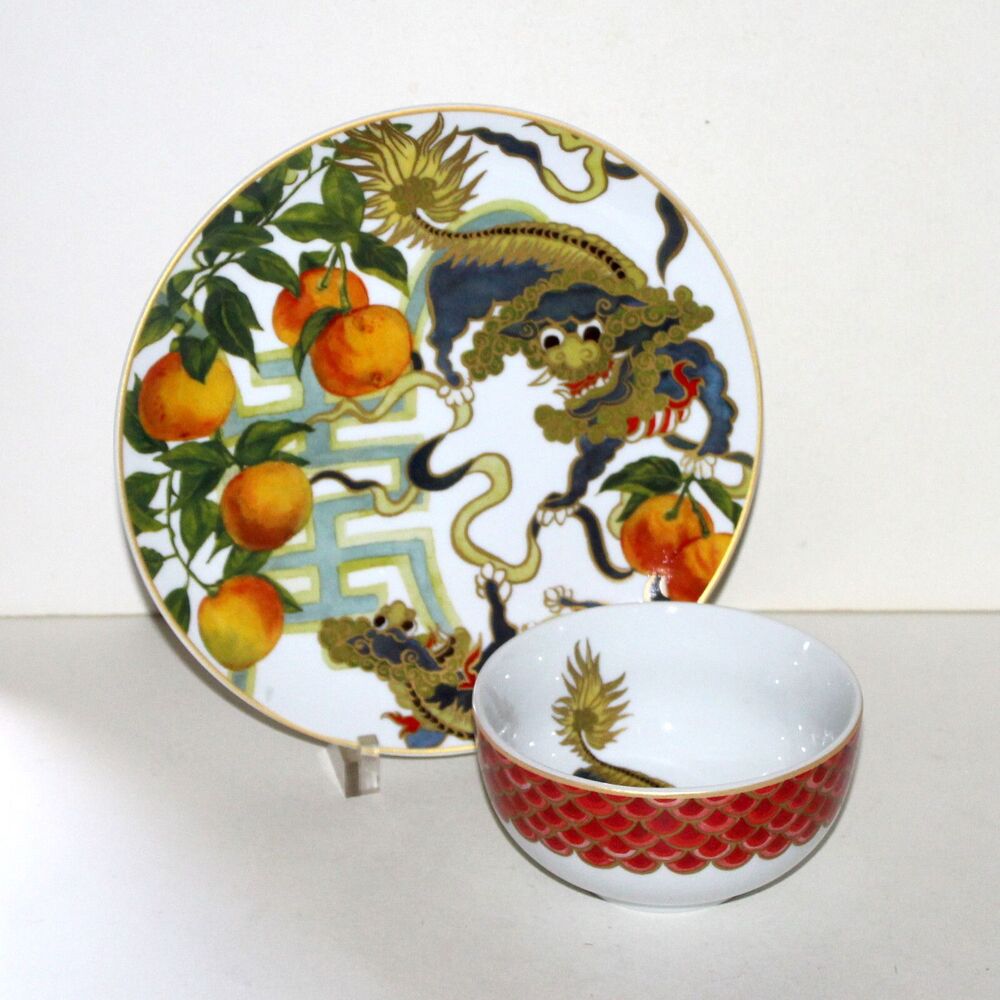 Williams Sonoma Lunar New Year Dinner Plate + Rice Bowl Dog mandarin China